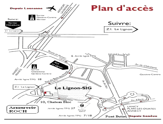 Plan d'accs de l'Atelier d'Armurerie Daniel Roch